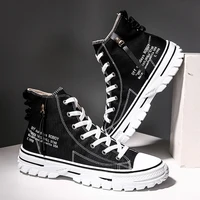 retro mens sneakers high top fashion canvas shoes street personality korean mens shoes outdoor all match mens casual shoes