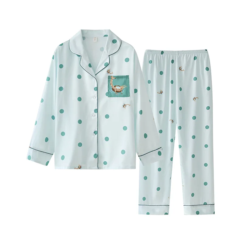 Long Sleeve Pajamas Autumn Long Sleeve Trousers Suit Cartoon Pyjama Set Large Size Two-piece Nightwear Home Service Sleepwear