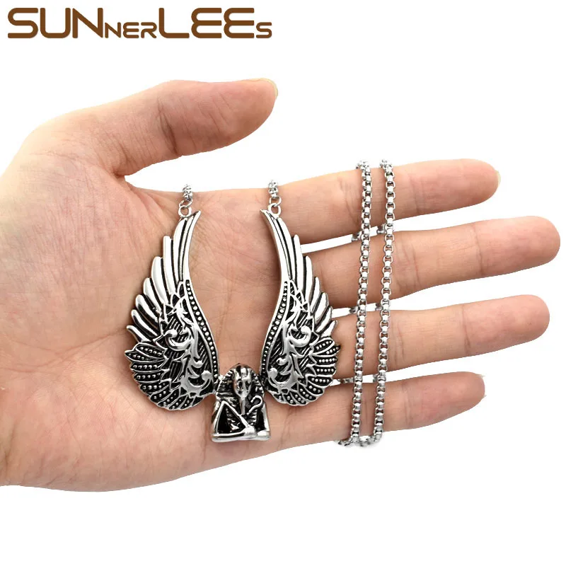 SUNNERLEES 316L Подвеска из нержавеющей стали ожерелье хип-хоп панк крылья Фараона