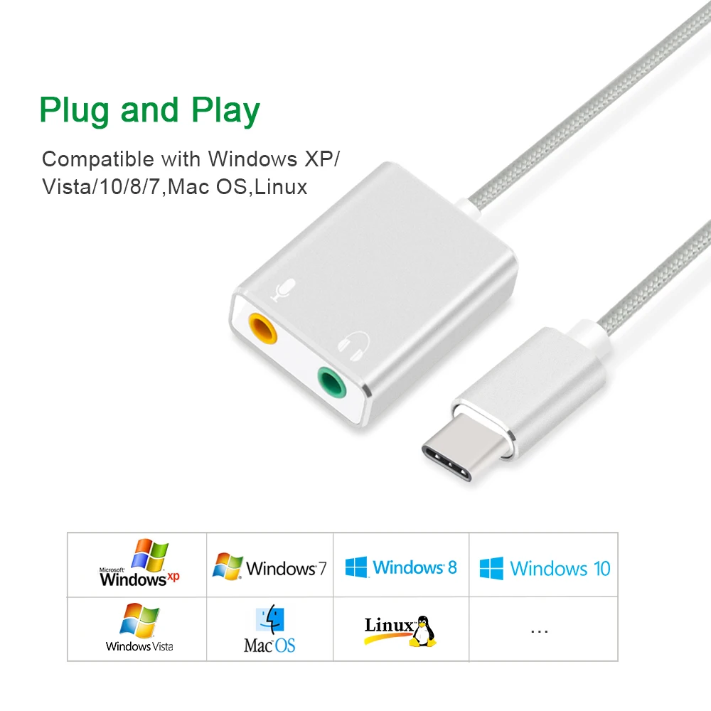 7 1 внешняя звуковая карта Usb типа C для Macbook Pro Air USB 3 5 мм аудио разъем наушников