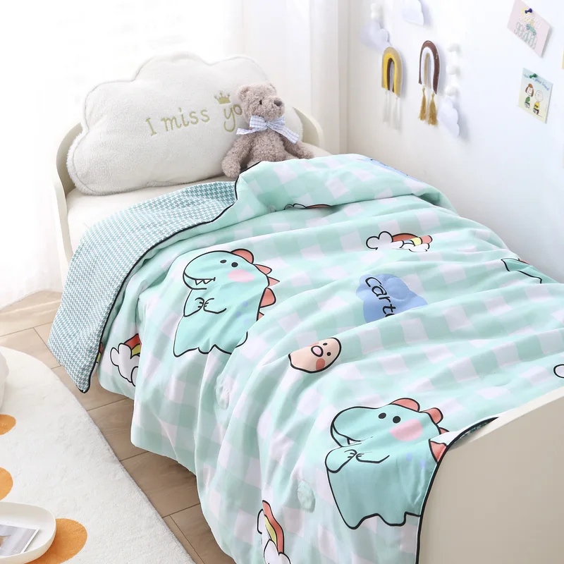 2021 New Washed Cotton Printed Flower Children's Summer Quilt  Is Soft And Comfortable, And Can Machine 120 * 150cm