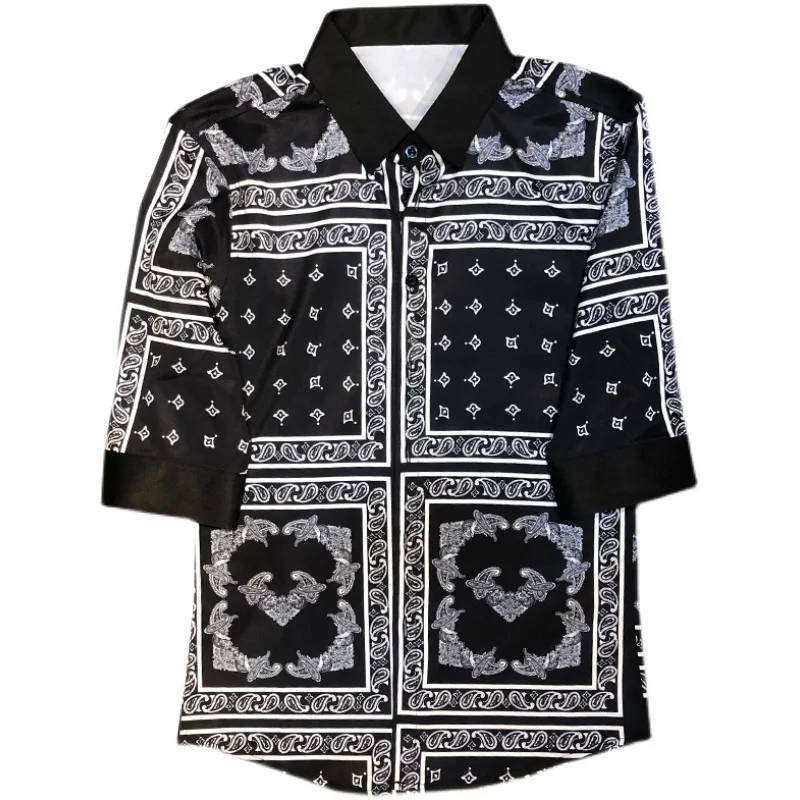 

Loldeal English Shirt Men's Half Sleeve Nightclub/street Wear/prom Homme Slim Fit