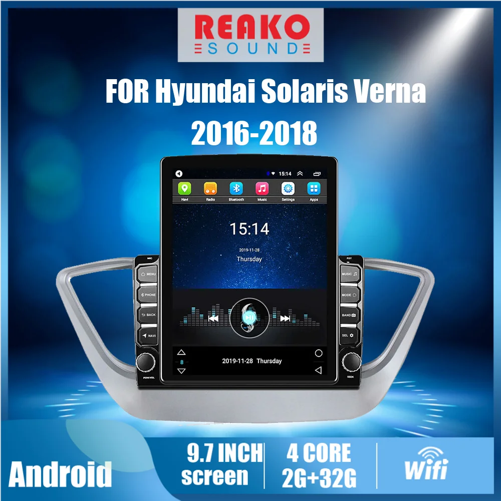 

2.5D 9.7" Tesla screen Car Multimedia player Auto GPS Navigator WIFI For Hyundai Solaris Verna 2016-2018 Autoradio Head Unit