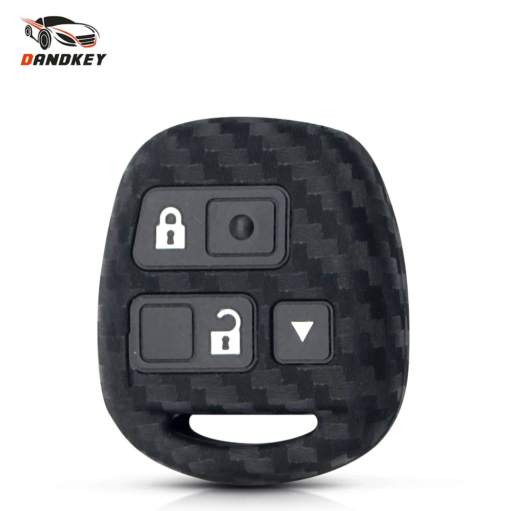 

Dandkey 10pcs For Toyota Camry RAV4 PRADO COROLLA AVENSIS Yaris For Lexus RX ES 300 Carbon Fiber Silicone Car Key Cover Fob Case