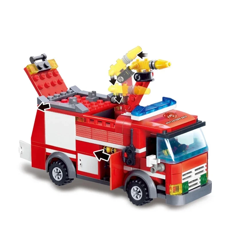 

206pcs Kaizhi 8054 Fire Department Rescue Ladder Car Miniature Building Block Toy Gifts