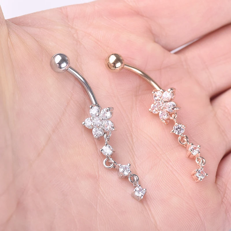 1PC Gold Silver Crystal Dangle Naval Ring Belly Button Piercing Sexy Bar Body Jewelry For Women Ombligo | Украшения и аксессуары