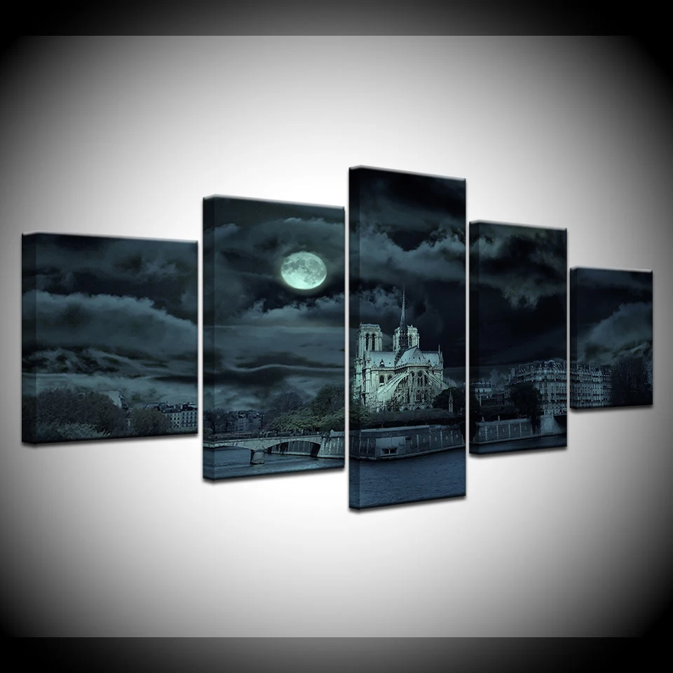 Картина на холсте собора Нотр-Дам 5 шт. настенная живопись модульные обои печать