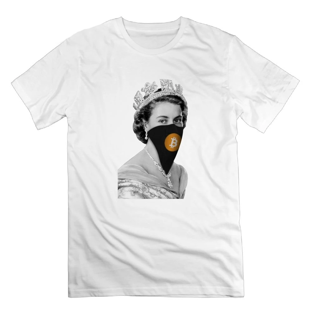 

Забавная футболка с надписью Queen Bitcoin, криптовалюты, бандит, мужские футболки из 100% хлопка с круглым вырезом, мужские топы, потрясающие футболки с коротким рукавом