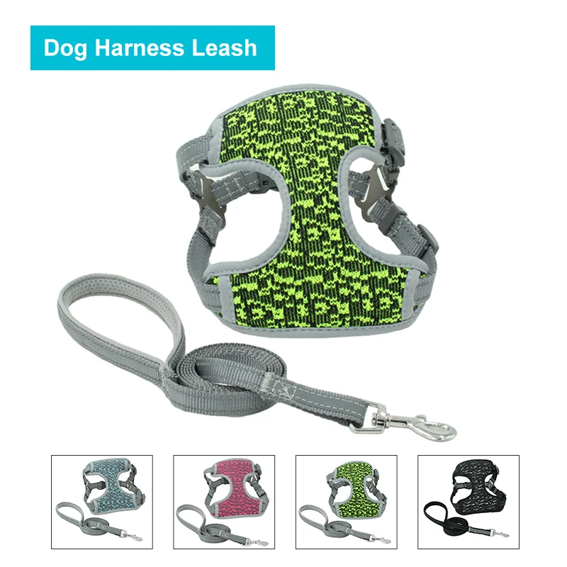 Breathable Dog Vest Harness Leash Suit Adjustable Reflective Pet Harnesses For Small Medium Big Dogs Walking Run Pets Supplies