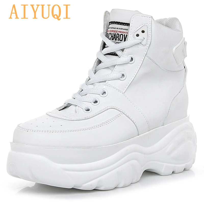AIYUQI/женские кроссовки Новинка Сезон осень зима Белые ботинки из натуральной кожи