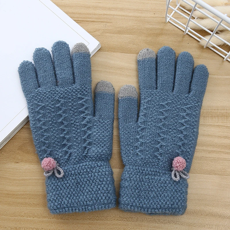 Перчатки зимние Guantes Invierno Mujer плюс толстые теплые Neri бархатные пять пальцев