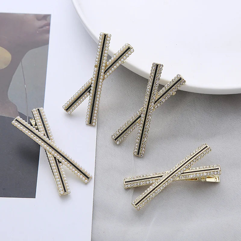 Japan and South Korea simple ins Liu Haibian clip college girl headdress clip net red temperament alloy pearl side hairpin