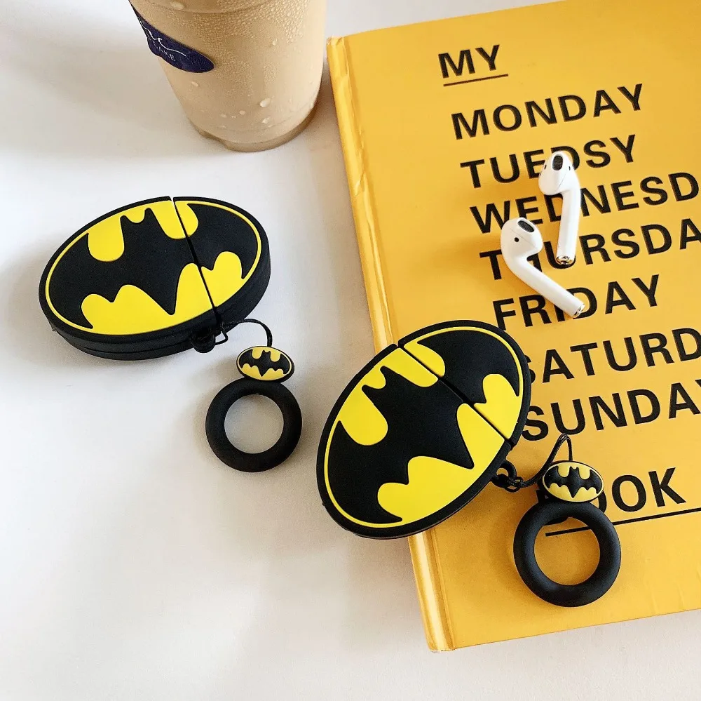 Милый мультфильм Superheros Bluetooth наушники чехол защитный чехол Аксессуары для кожи для Airpods Чехлы зарядная коробка с кольцом ремень