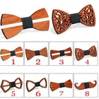Модные деревянные галстуки-бабочки унисекс, вырезанные Ретро галстуки ручной работы из массива дерева красного, Грушевого цвета, регулируемый ремень, винтажный галстук-бабочка