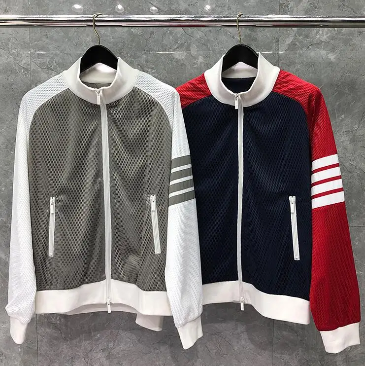 

2021 Fashion TB Brand Jacket Men Slim Cardigans Clothing Sports baseball uniform Spring and Autumn Patchwork Casual Coat