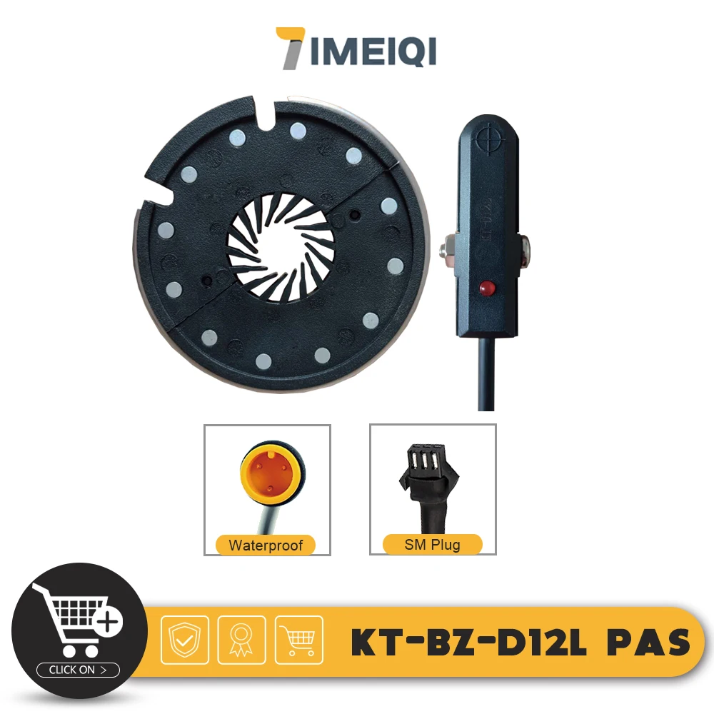 

KT kunteng Ebike Pedal Assist Sensor D12L PAS 12 Magnets Dual Hall Signals SM Waterproof Connector 3Pin E-Bike Accessories