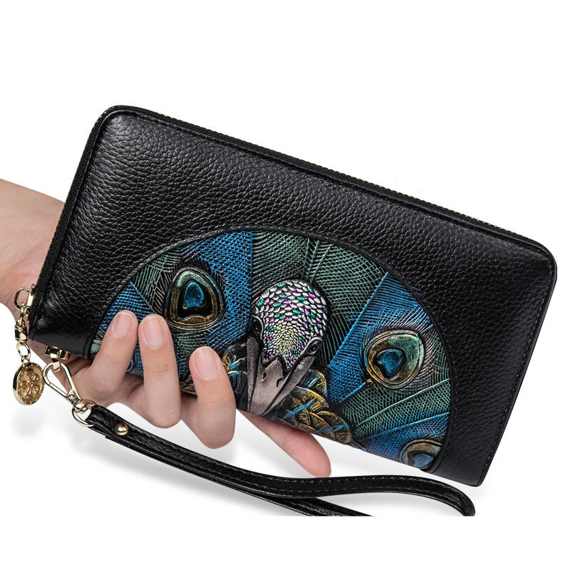 Женский кошелек из натуральной кожи и держатель для телефона тонкий длинный на