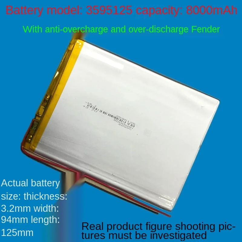 

New 3.7V polymer lithium battery 8000mah 3595125 for 9-inch 12 inch tablet computer battery For Games Accessories Battery