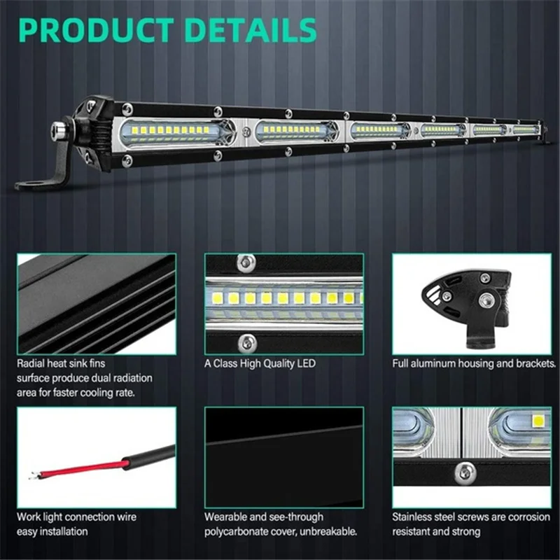 Светодиодный рабочий светильник 7 дюймов 14 20 ультратонкий Однорядный