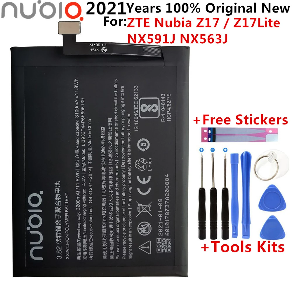 

2021 New Original 3200mAh Li3932T44P6h806139 Replacement Battery For ZTE Nubia Z17 miniS Z17miniS NX589J Cell Phone Batteries