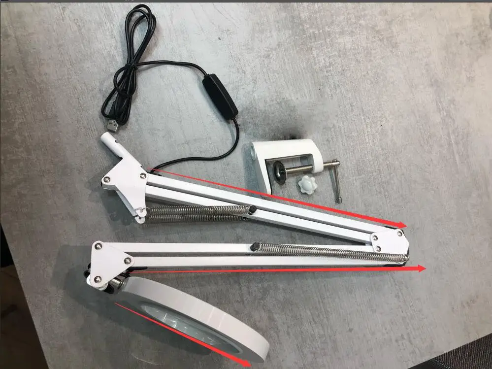 Увеличительное стекло USB 5X скамейки тиски, стол Зажимная Лупа светодиодный свет Гибкая Настольная лампа для чтения рабочего освещения