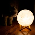 Светодиодная лампа в форме Луны с 3D-принтом, ночник, меняющий цвет, сенсорный светильник в форме Луны, Детский Светильник, ночник для домашнего декора, подарок на день рождения для детей