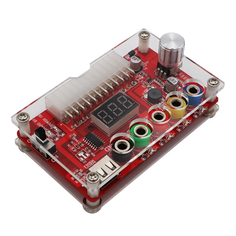 

ATX 24Pin Power Breakout Board with ADJ Adjustable Voltage Knob and Acrylic Shell Kit Voltage Regulator
