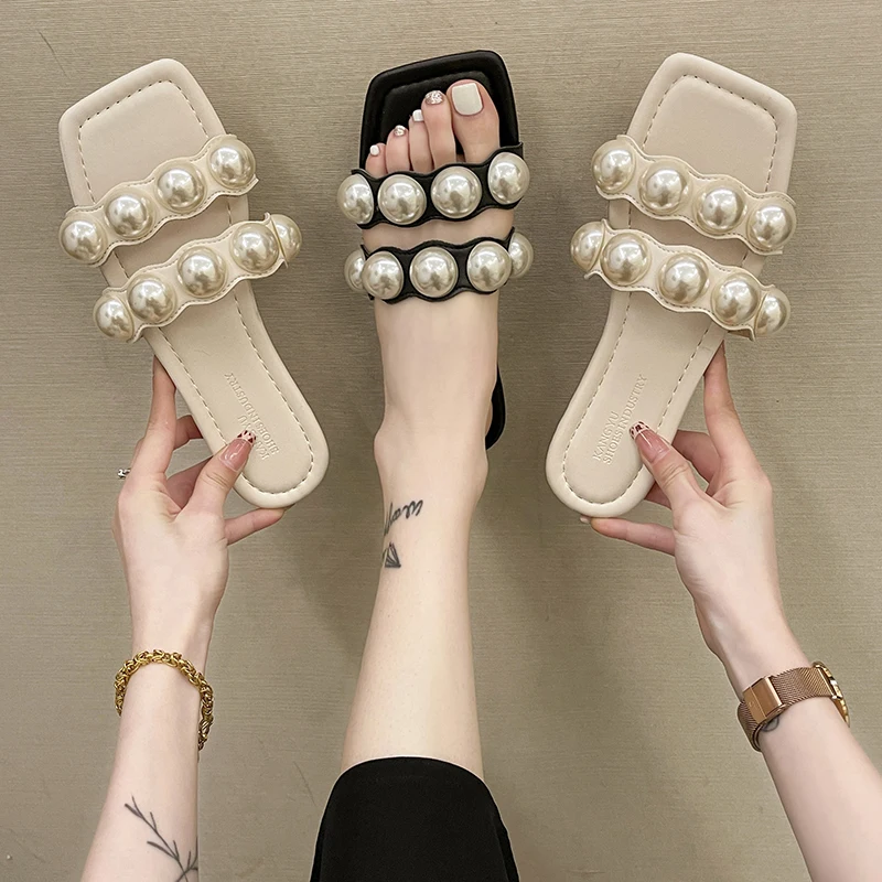 

Женские шлепанцы из ПУ кожи, на плоской подошве