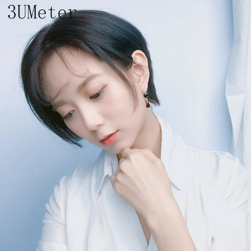 3UMeter 2020 новые черные серьги коллекция простые геометрические серьги-гвоздики с
