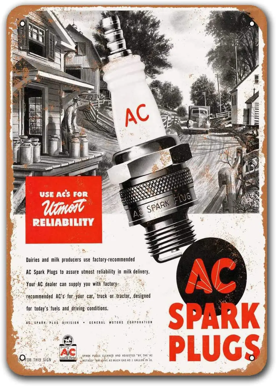 

1947 AC Свеча зажигания автомобильный металлический жестяной знак, Sisoso винтажные таблички постер гараж мужская пещера Ретро Декор стен 8x12 дюй...