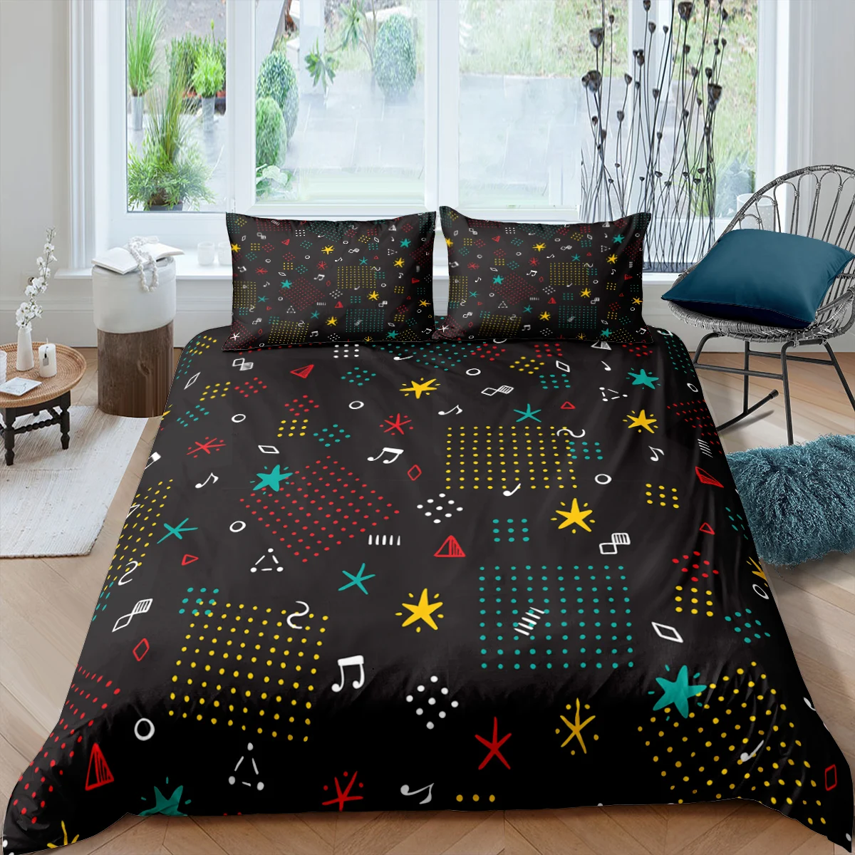 

Printed Cartoon Music Notes Bedding Set Children Dinosaur Duvet Cover 90x190 Kids/Adults Twin Single Size Home Decor Bedclothes