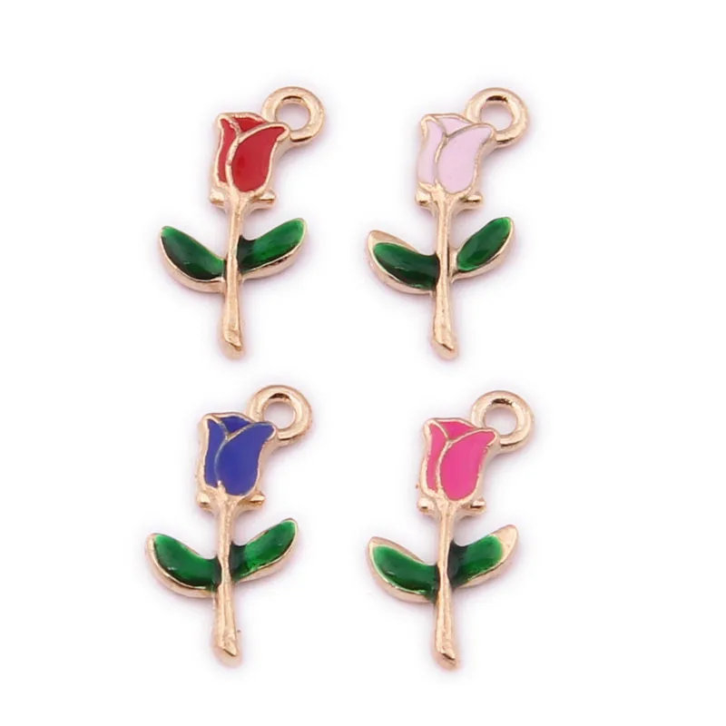 5 шт. эмаль розовые цветочные подвески серьги ожерелье ювелирное изделие ручная