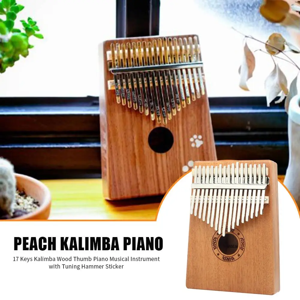 

17 Keys Kalimba Wood Mahogany Thumb Piano with Tuning Hammer Cloth Sticker Quality Wood Musical Instrument Piano with Tuning
