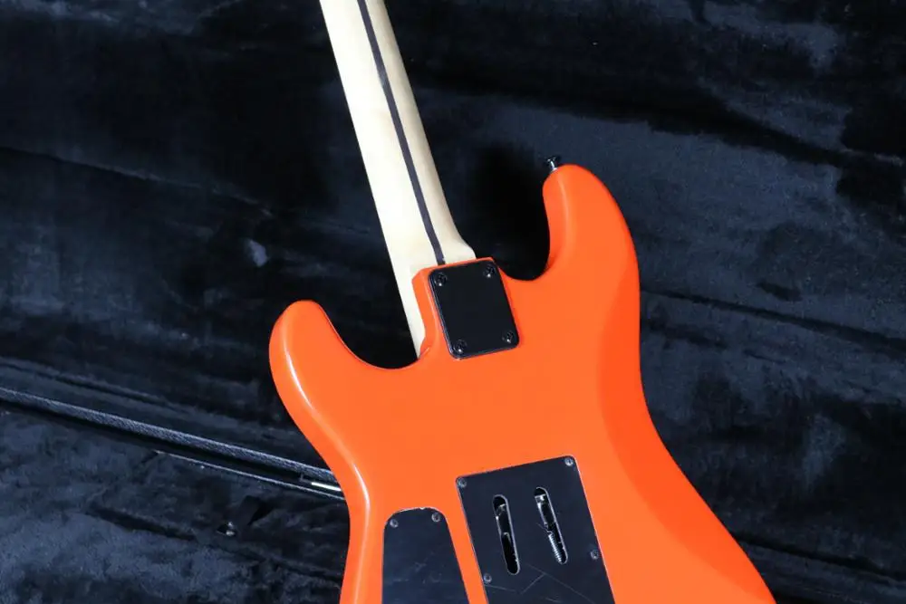 Popular orange color hh pickups electric guitar guitarra tremolo bridge maple neck free shipping | Спорт и развлечения