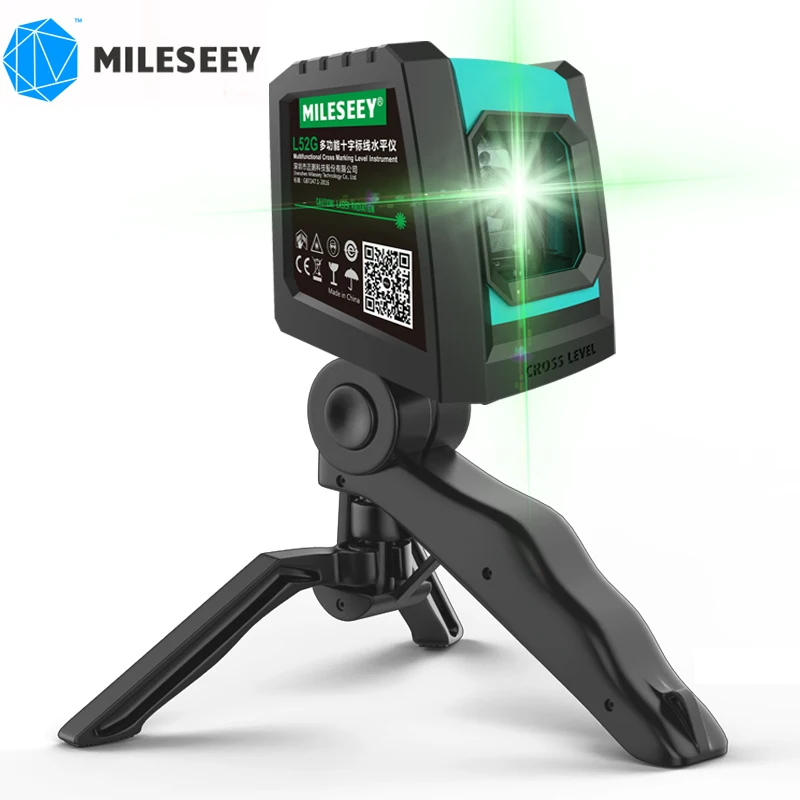 

Mileseey 2 Lines Green Laser Level L52G Strong Magnetic Vertical Cross Laser Leveler with USB Charge and Tripod Self-Leveling
