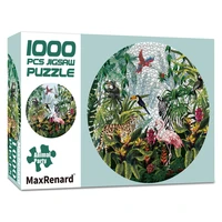maxrenard 7070cm round shape jigsaw puzzle 1000 pieces animal party oil painting puzzles for adults family game wall decoration