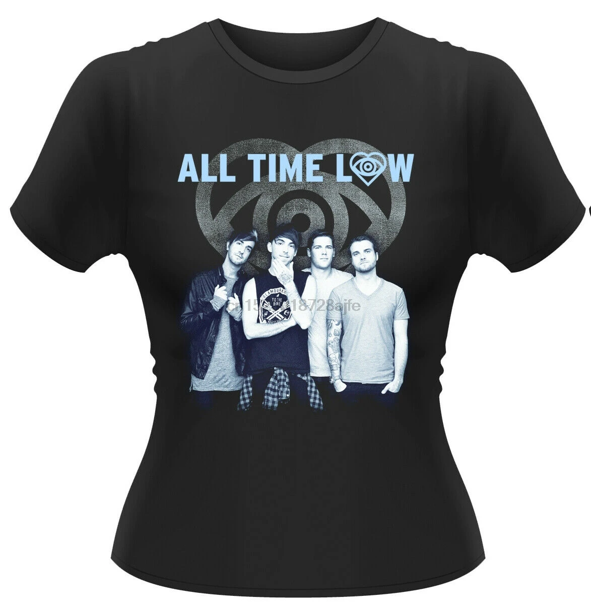 Все время низкая бесцветная (синяя) Женская облегающая футболка-новый