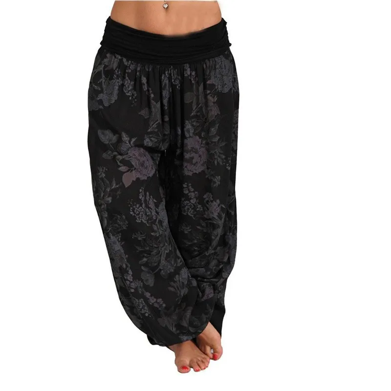 

Spring Summer Pant New Fashion Women High Waist Loose Long Wide Leg Pants Floral Printed Female Casual