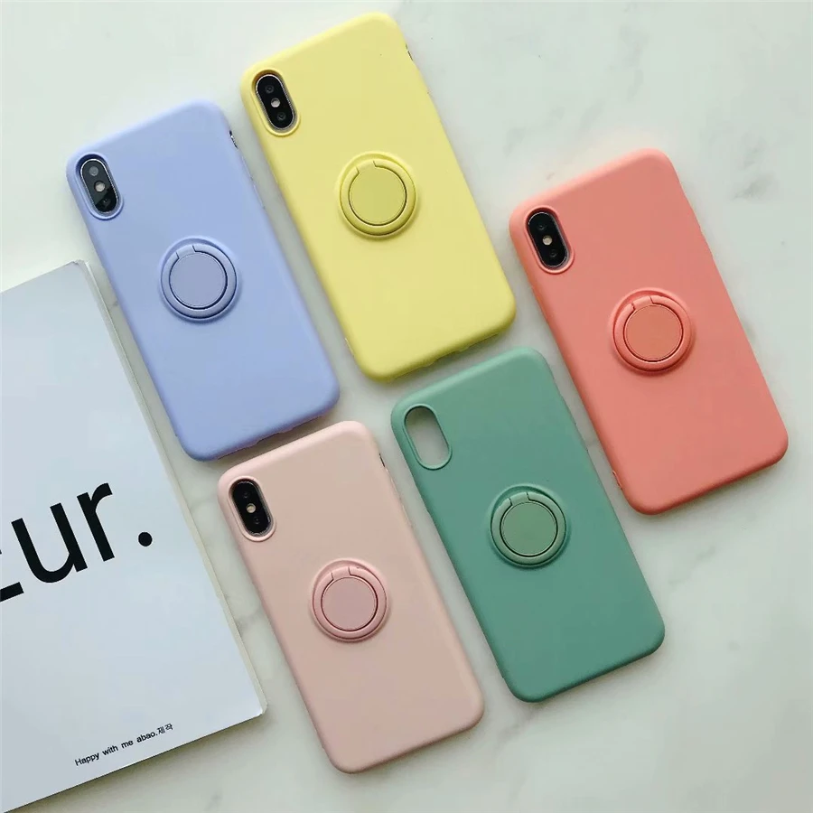 Магнитный держатель кольца для телефона для iPhone XS MAX XR X 8 7 6 6S Plus тонкие Чехлы вращение на 360 градусов Автомобильный держатель Крышка