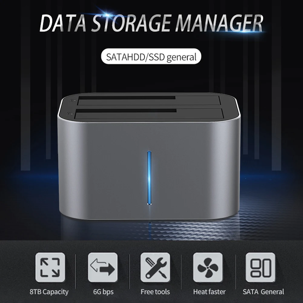 dual bay external hard drive docking station 3 52 5 inch sata to usb 3 0 hdd ssd enclosure box disk case support 14tb free global shipping