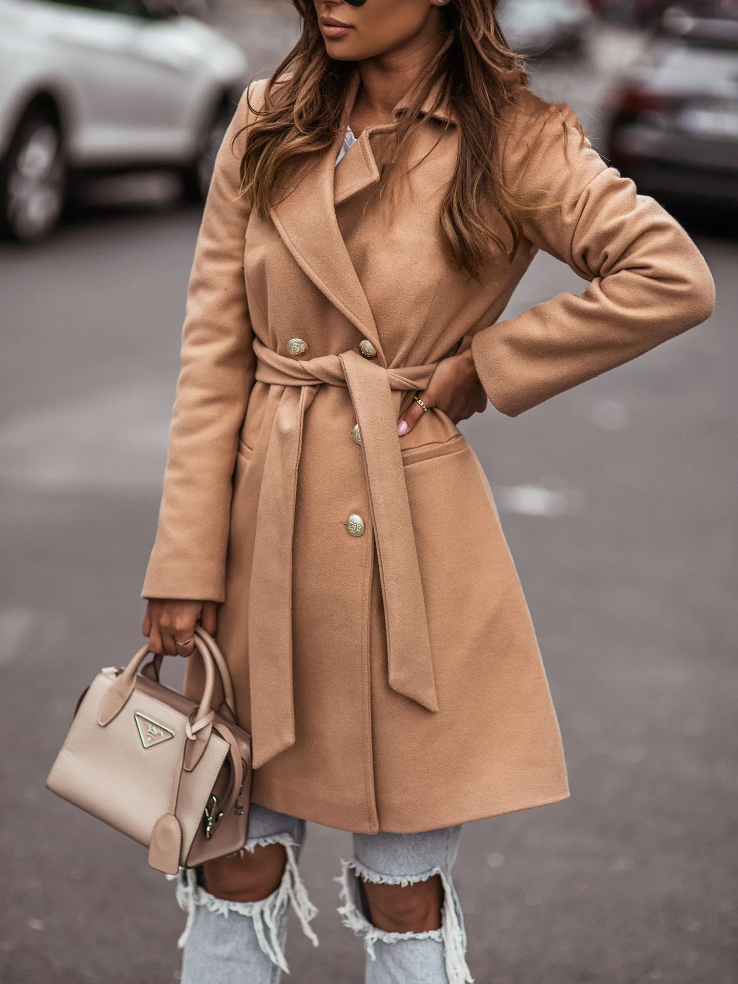 

2021 Winter Warm Women's Trench Coat Elegant Long Sleeve Lace Up Solid Black Coats Female Autumn Fashion Casual Outerwear Ladies