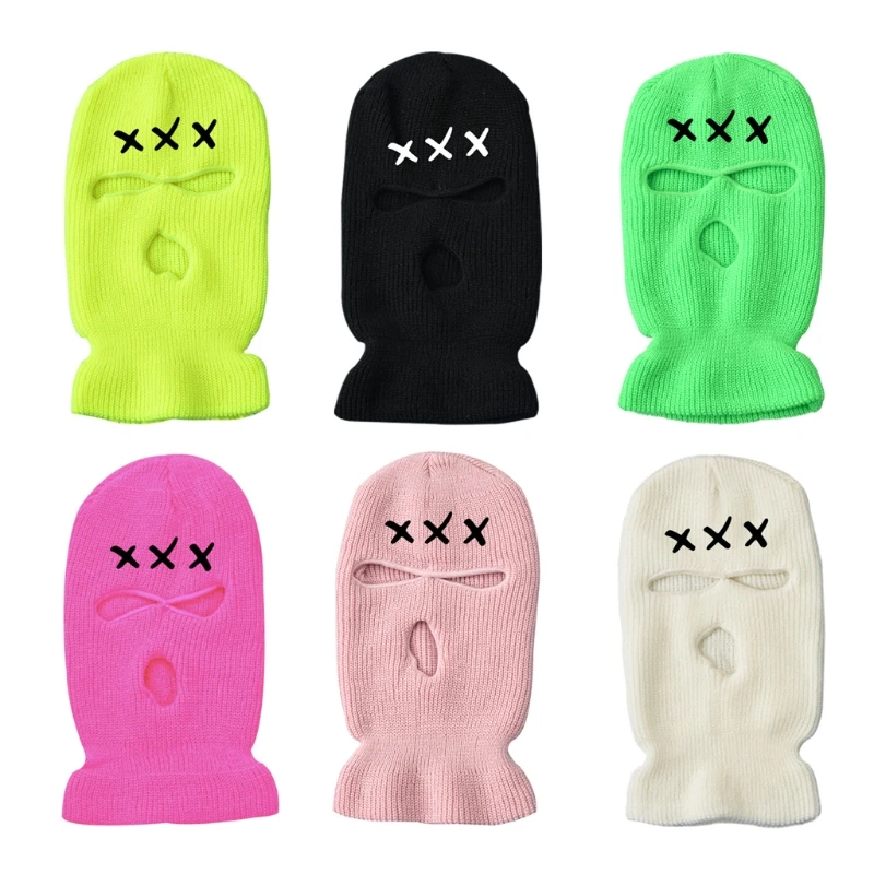 

3-Hole Ski Mask LetterX Balaclava Face Mask Coldproof Outdoor Sport for Training L5YB