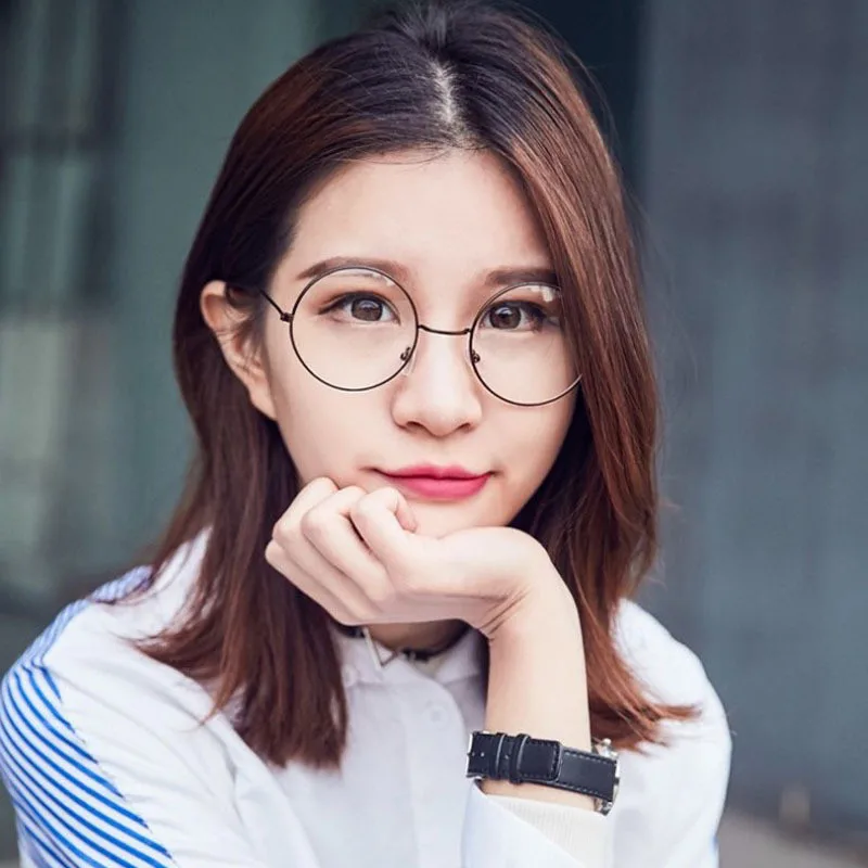 

2019 New fashion simple unisex round Plain glasses for men women Metal frame glasses for wedding party eyeglasses
