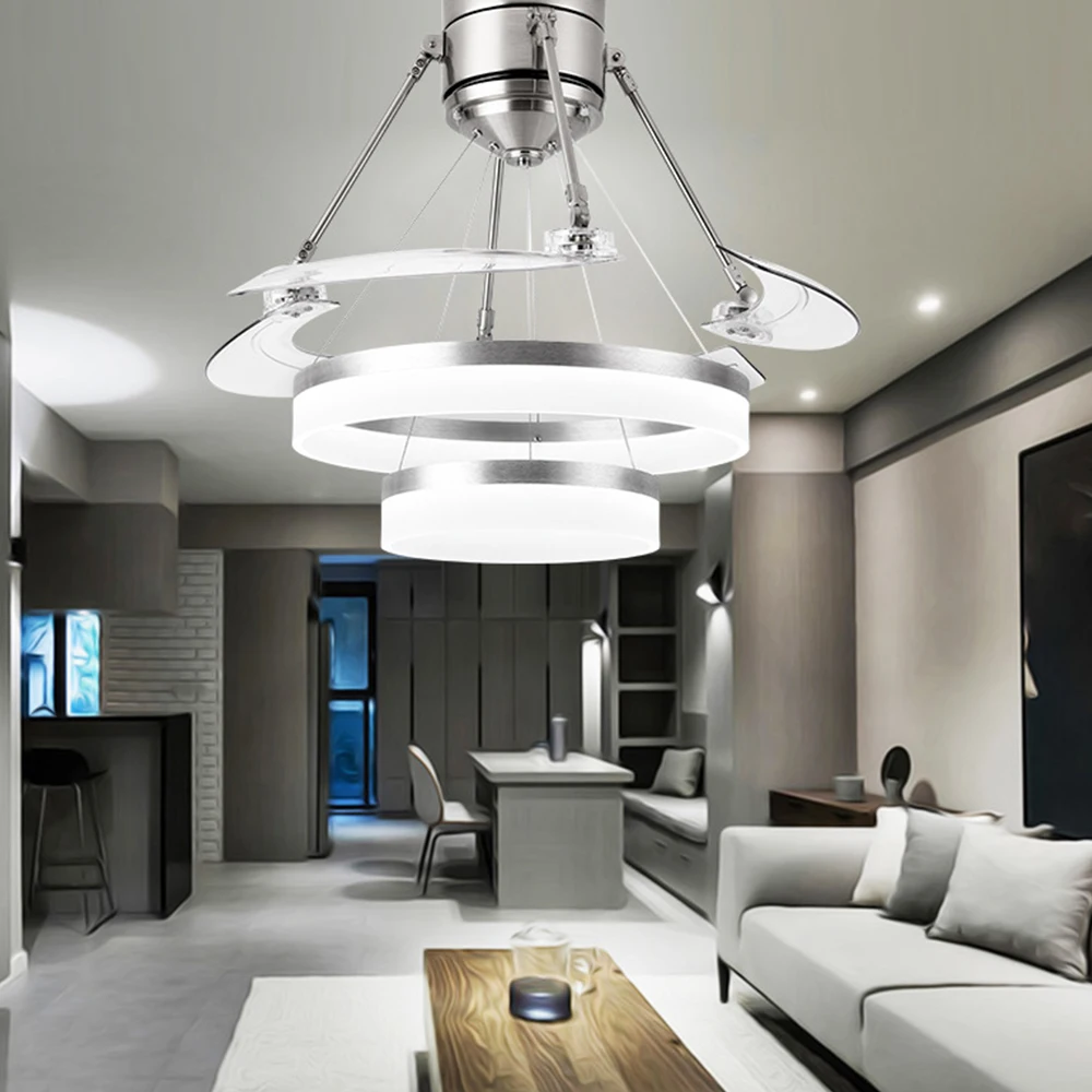 Современная потолочная лампа вентилятор кольцевые лампы с невидимыми листьями