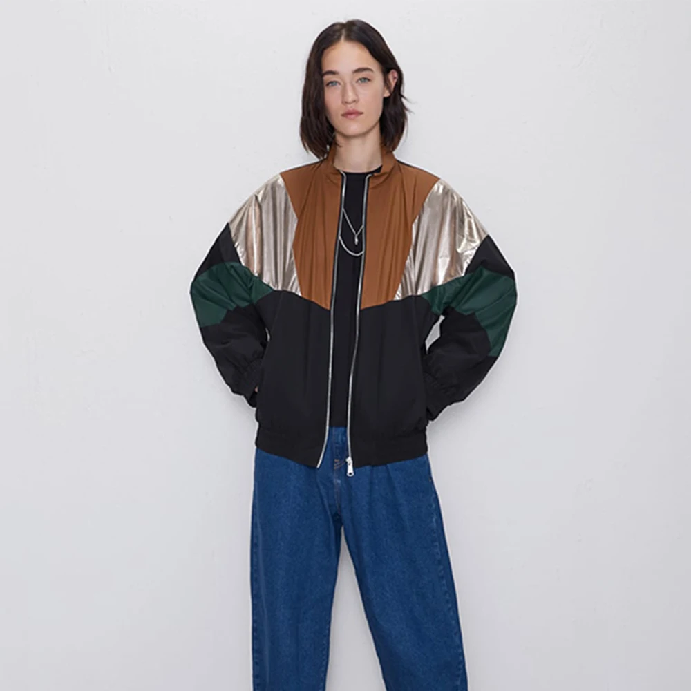 ZA Новая модная женская повседневная спортивная куртка осень зима хит цвет