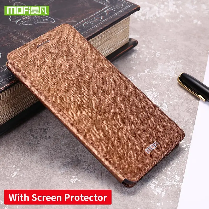coffee With Glass Силиконовый чехол для Xiaomi Redmi Note 8 8 T, кожаный чехол-книжка Mofi для Xiaomi Redmi Note 8 8T Pro, глобальная версия 360, ударопрочный - Цвет: coffee With Glass