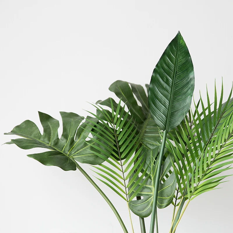 Цельные пластиковые искусственные растения monstera, тропические листья пальмы, украшения для дома и сада, аксессуары для фотосъемки