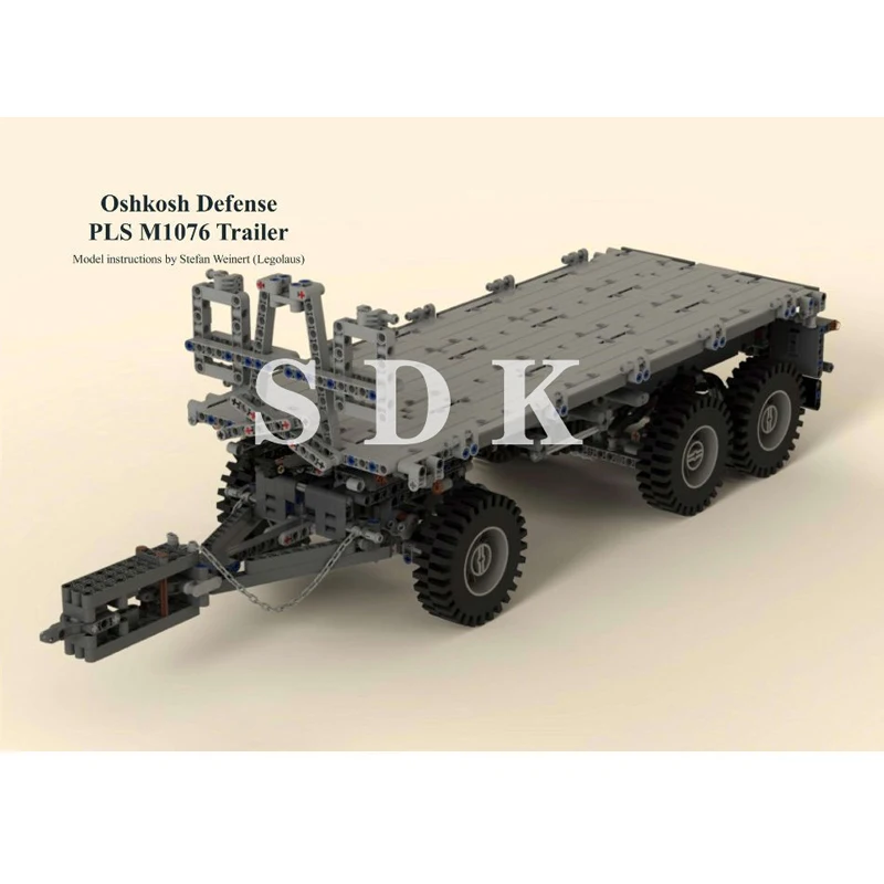

MOC Flatrack for PLS M1076 Trailer Transporter Car Two-wheeled Trailer Trailer Puzzle Block Toys
