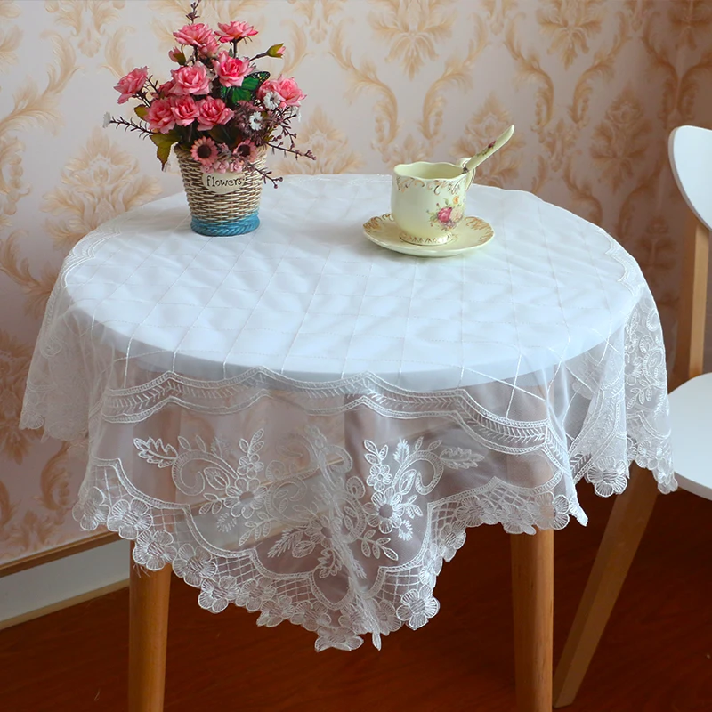 

Hot White sequin square Tablecloth embroidery lace kitchen tea coffee Table Cover cloth Christmas home party Wedding decor