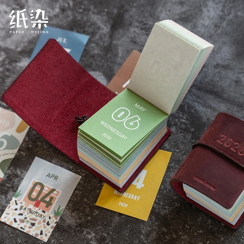 2020 минималистичный Настольный бумажный мини-календарь из воловьей кожи